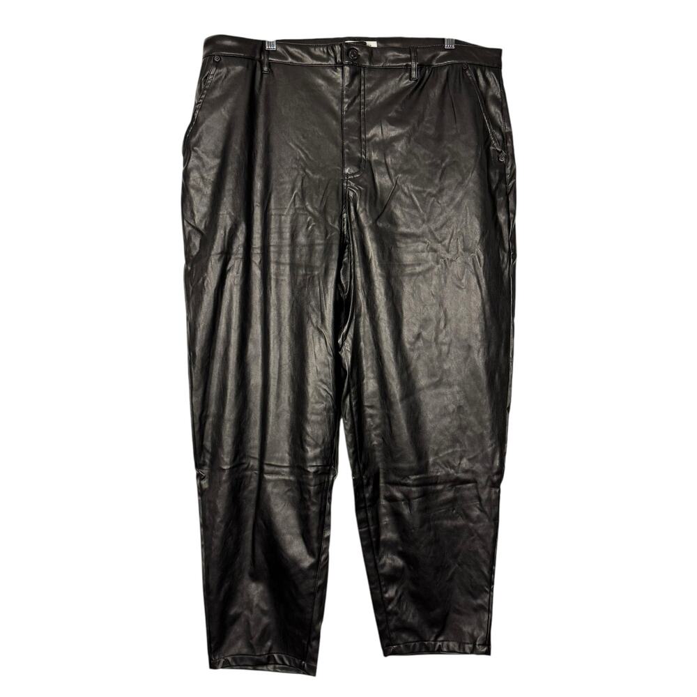 Juicy Couture Black Vegan Faux Leather Felt Lined Stretch Pants 18W‎ Rock Punk